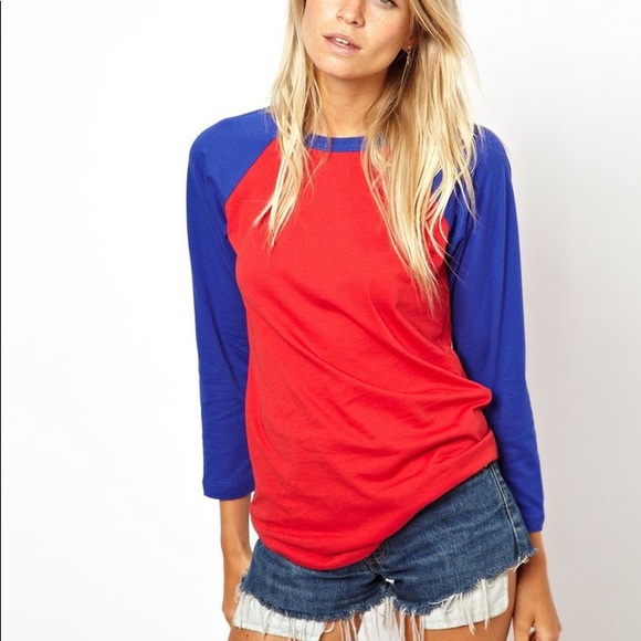 red baseball tee womens